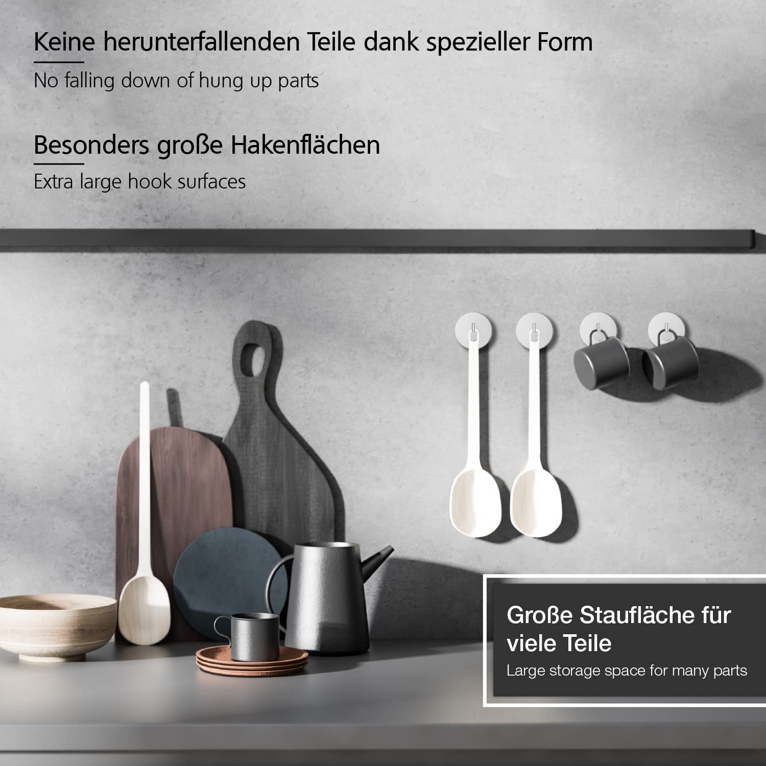 Ganci Adesivi Da Parete Virea - Set 4 Pezzi, Acciaio Inox, Fino 8kg, Bianco, Senza Forare - Foto 2