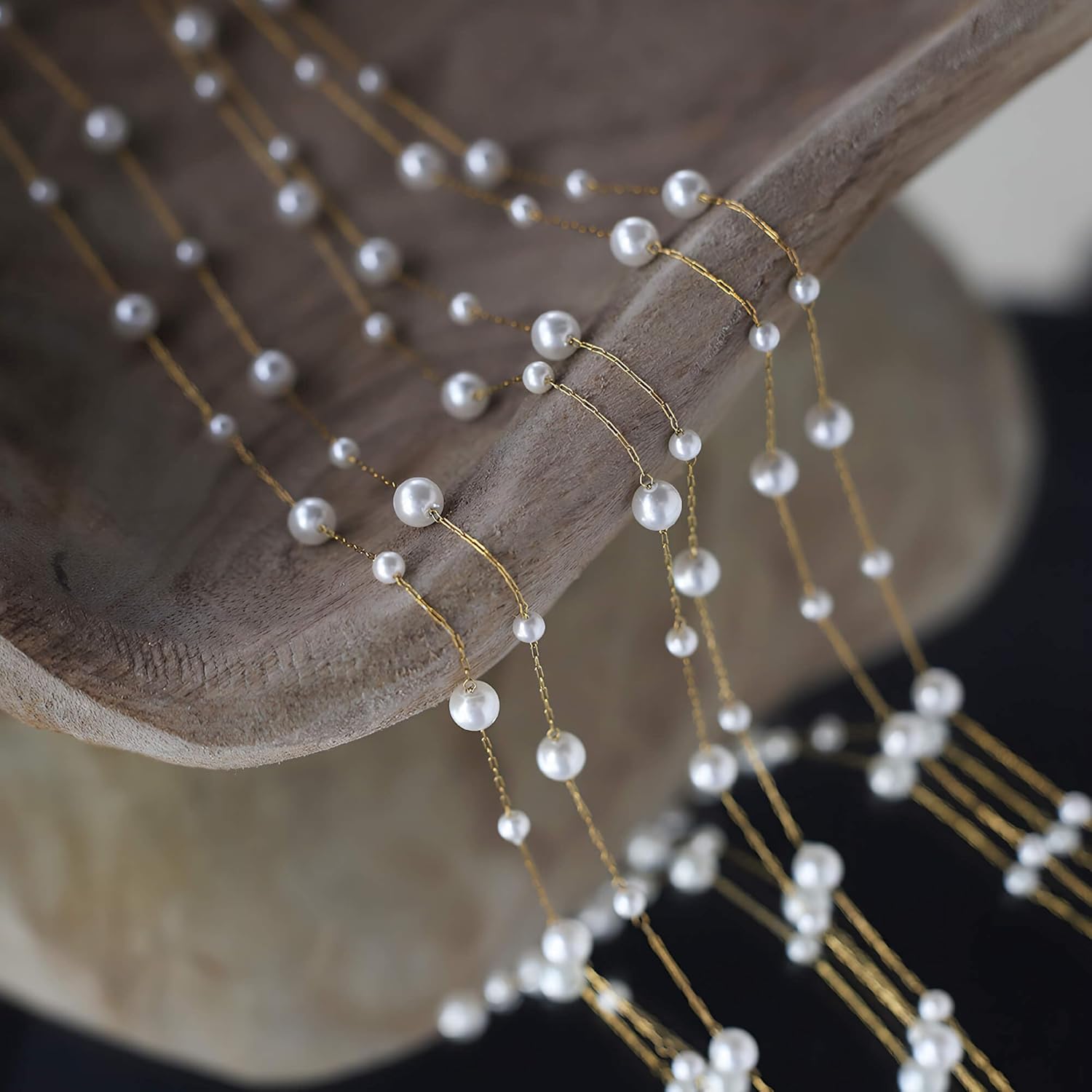 Pearl Necklaces for Women, Dainty Layered Pearl Choker Necklace, Handmade Elegant Gold and Pearl Necklace for Statement Jewelry - Image 3