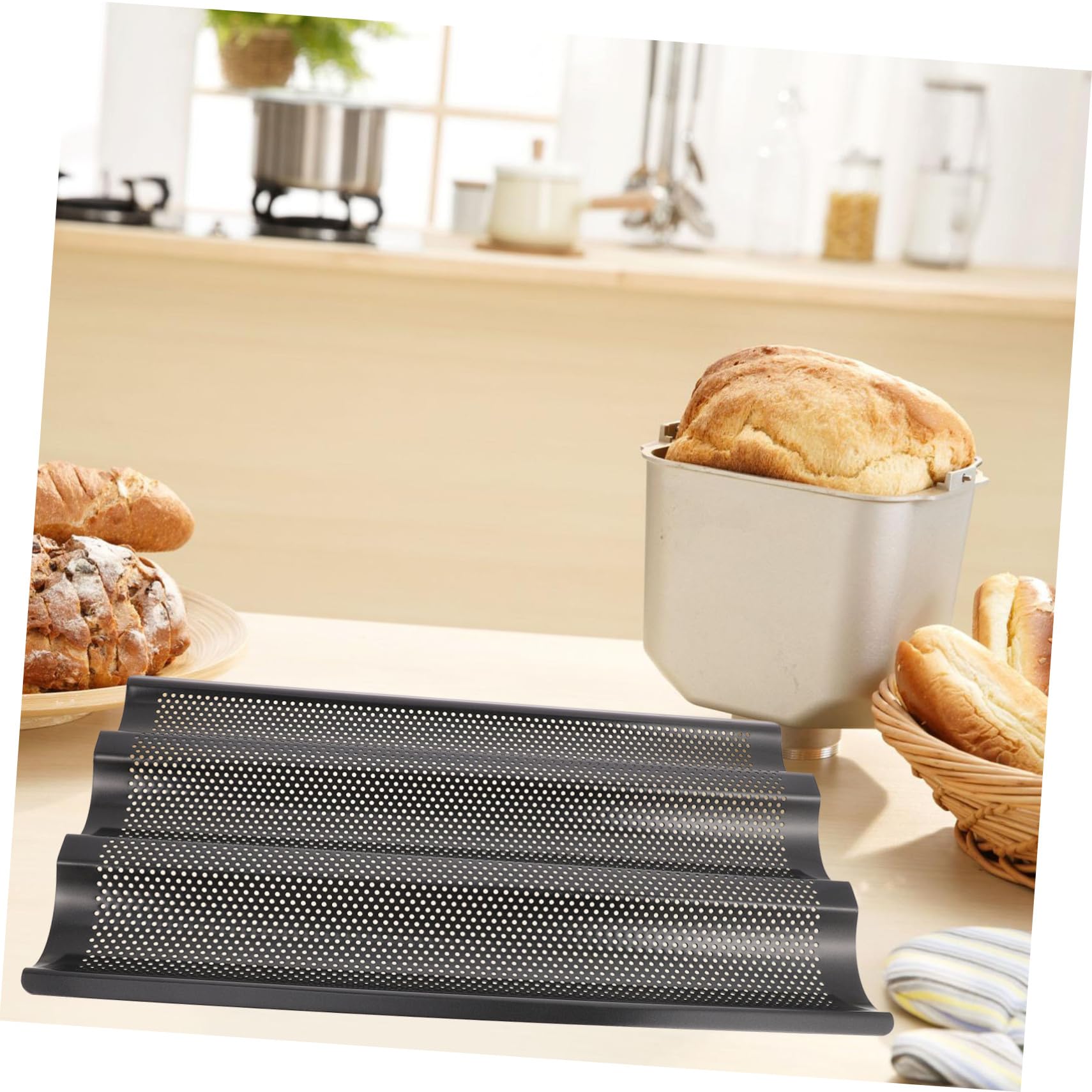 Baguette Backform mit Schlitzen Antihaftbeschichtet Schnelle Wärmeleitung Formstabil für Brotbacken und DIY Backprojekte Küche und Bäckerei