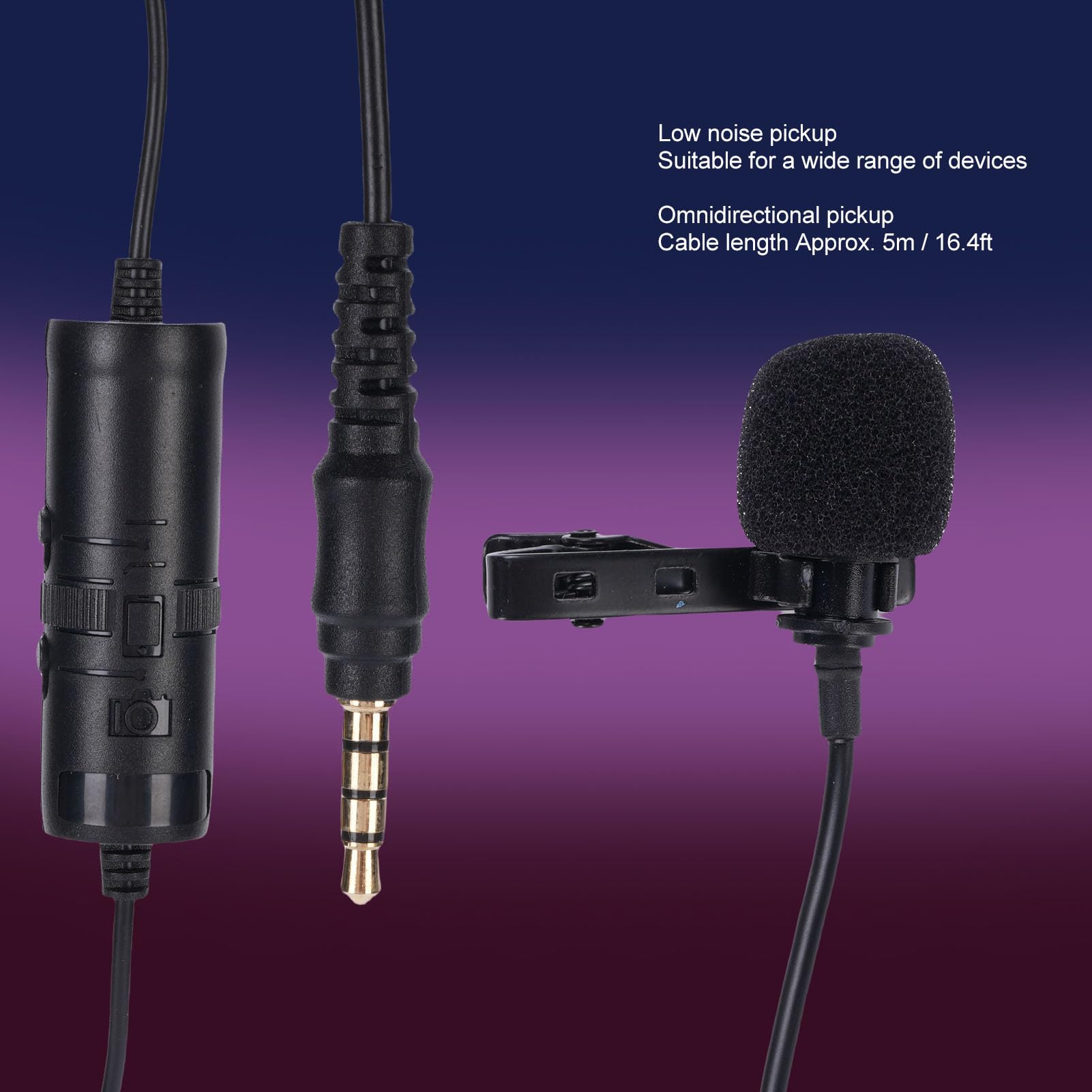 Vikye 3.5mm Jack Lavalier Microphone, 16KHZ Noise Reduction Cardioid Lapel Microphone, Clip On for Laptop, Desktop, PC, Mac, Cameras, Podcasting