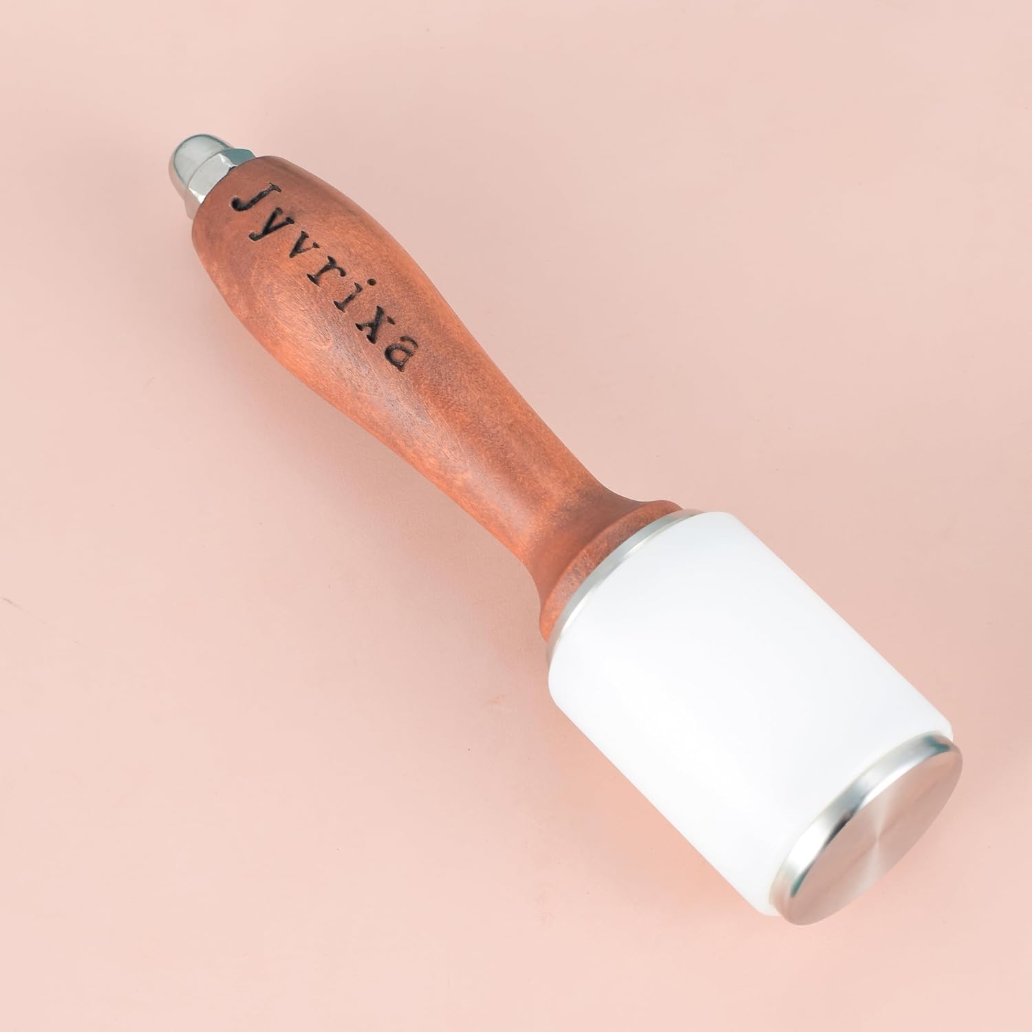 Jyvrixa 8 Inch I-Head Nylon Leather Carving Hammer Mallet with Wood Handle for Leatherwork, Cowhide Craft & DIY Tools