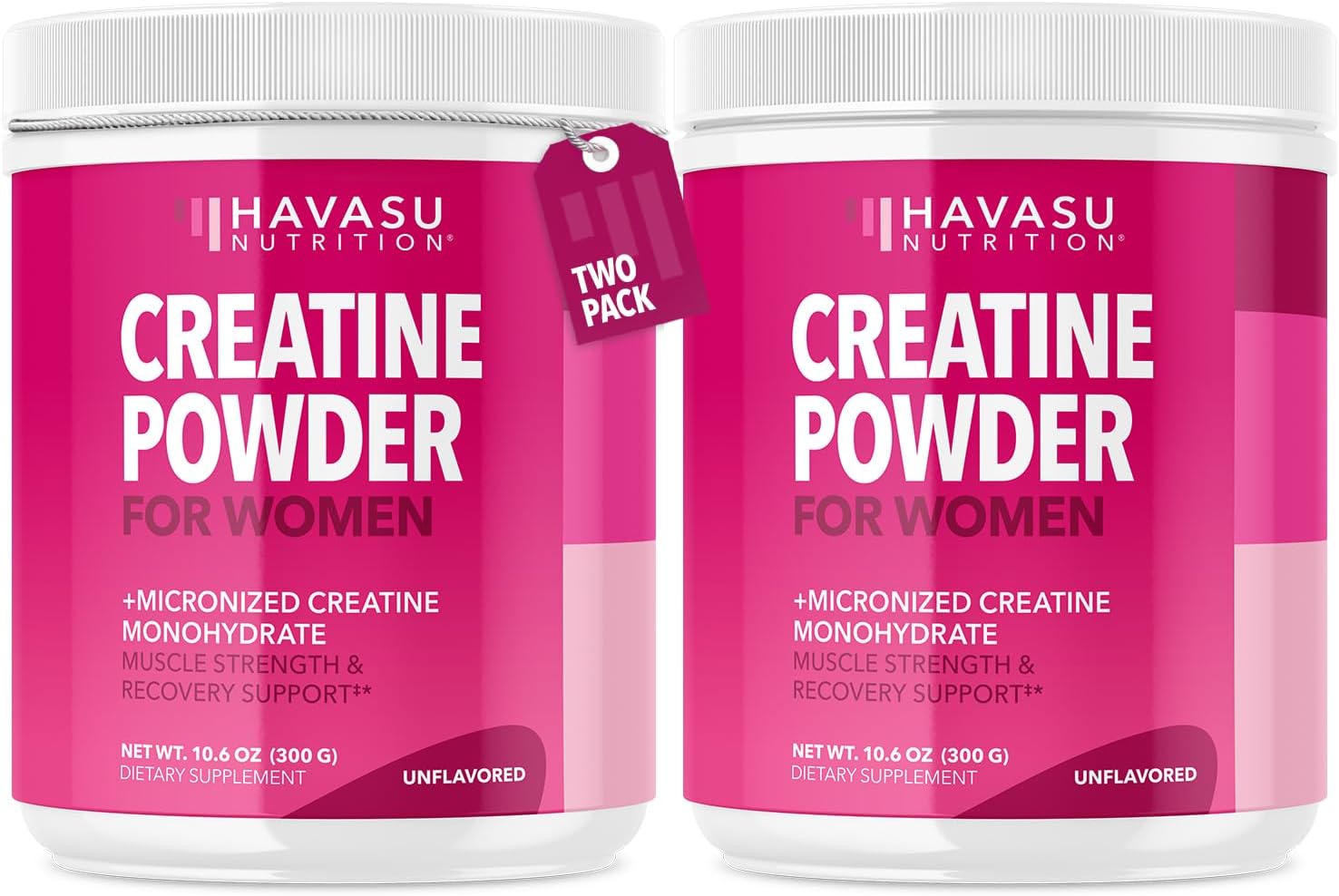 Micronized Creatine Monohydrate for Women (2 Pack) – Easy-to-Mix Post-Workout Recovery Powder for Energy Support, Lean Muscle Mass, and Booty Gain – 3g – Unflavored, Vegan, Non-GMO, 200 Servings