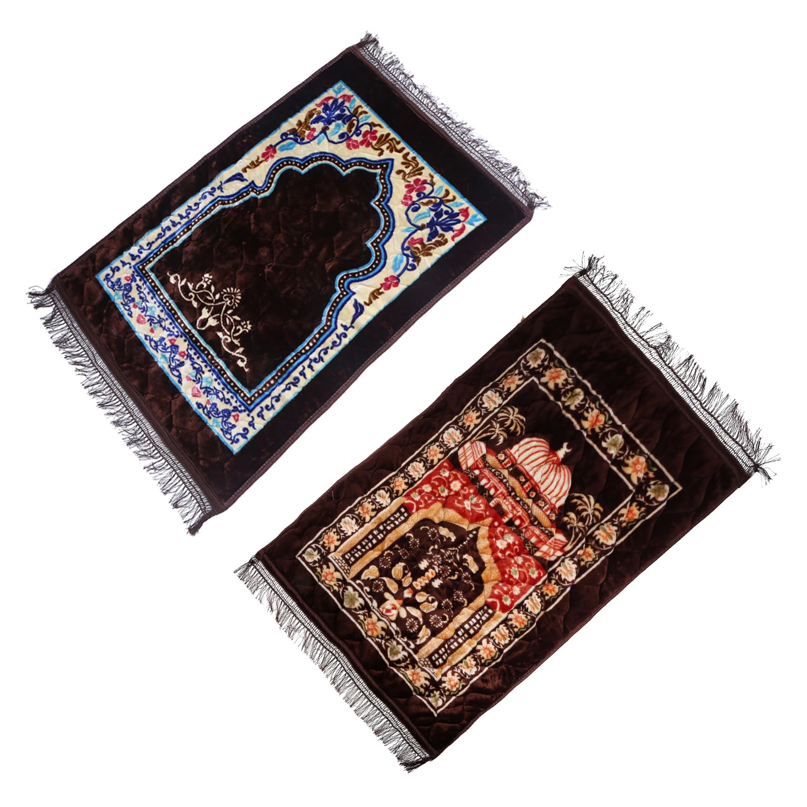 Tapis de prière épais en flanelle Motif floral