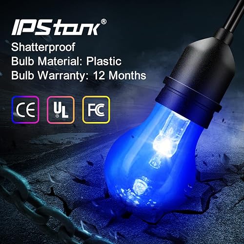 Miniatura 65 de Guirnalda de luces para exteriores de 24 pies, 12 bombillas LED Edison inastillables, regulables, RGB que cambian de color, luces impermeables
