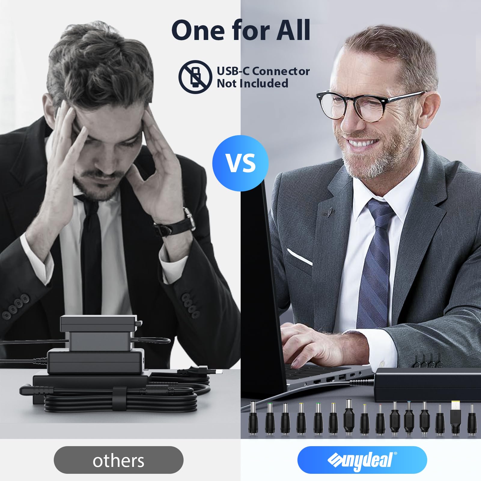 90W Chargeur universel PC Portable pour Ordinateur HP ASUS Lenovo Dell Acer Toshiba Sony Fujitsu MSI Samsung JBL NUC 18.5V 19V 19.5V 20V 4.74A Max Câble d'alimentation avec 15 connecteurs