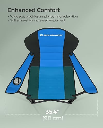 Miniatura 7 de SONGMICS Silla de camping plegable, con cómodo asiento de esponja, portavasos, estructura resistente, capacidad de carga máxima 551 libras, silla de