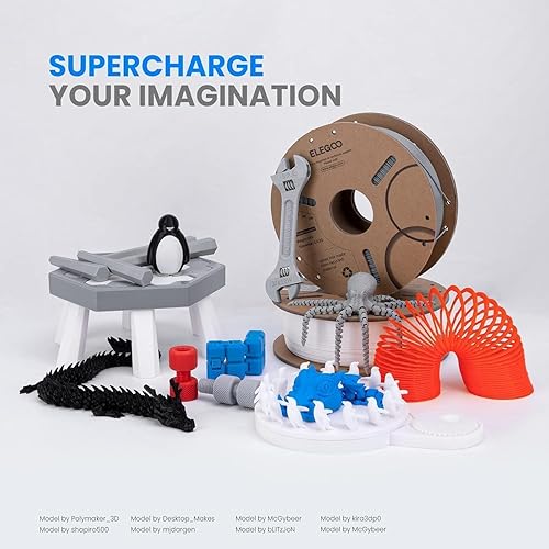 Miniatura 7 de ELEGOO - Filamento de ácido poliláctico PLA Plus de 116", negro, 8.82 libras, resistente y duradero, precisión dimensional +- 0.02 mm, paquete de 4,