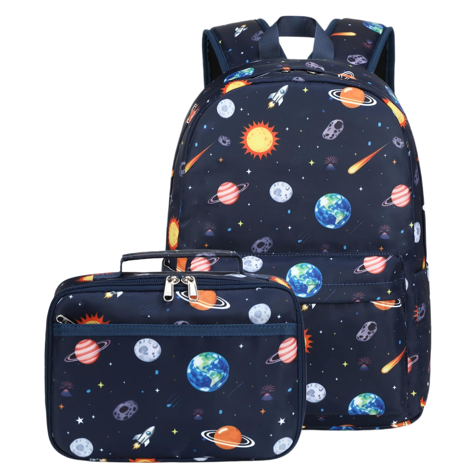 Backpack for Kids, Boys Girls Preschool Backpacks with Lunch Box Toddler Kindergarten School Bookbag Set (Blue Planet)