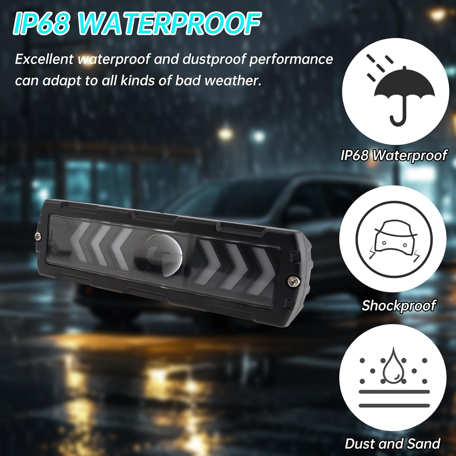 Windance 6 inch LED Light Bar 30W 1800LM White Yellow 4 Modes LED Foglight Spotlight for Motorcycle ATV UTV SUV Truck Pickup Off Road Auxiliary Work Light (2)