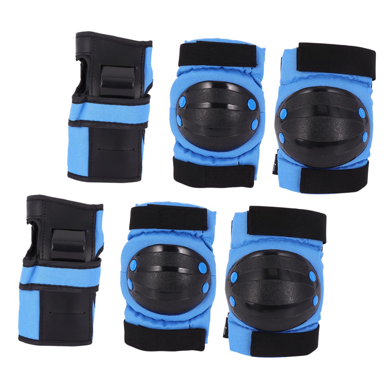 6pcs Ventilated Elbow Pads Protective Gear Set for Outdoor Activities | Polyester Oxford Cloth with Pp Shell, Adjustable Elastic Straps, Blue Finish, Fits Youth 15-65kg