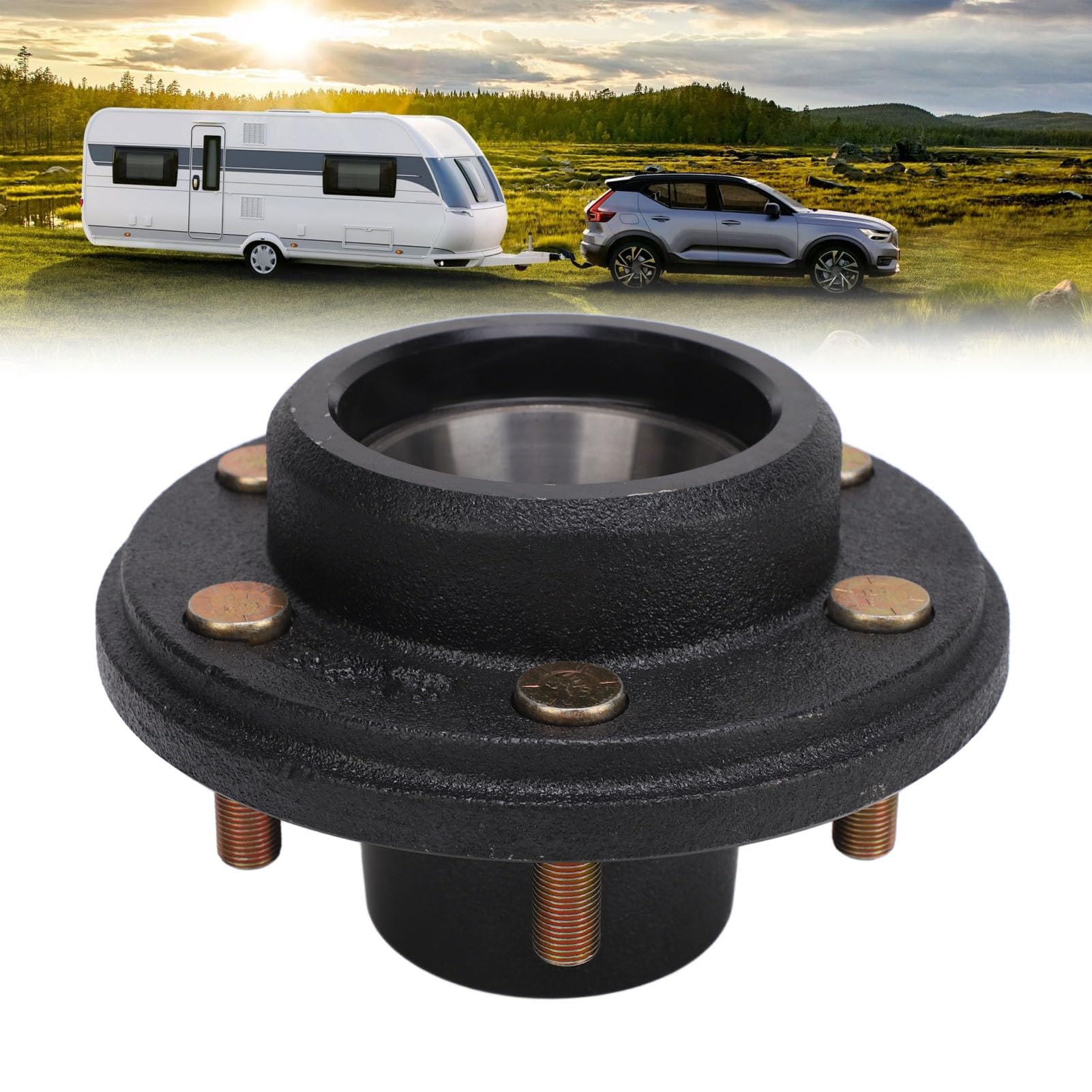 Yctze Zestaw osi metalowej 6 Lug do osi przyczepy 2,358.7-2,721.6 kg, wysoka nośność, z zestawem piasty przyczepy 6 ON 14.0 cm, zestaw piasty koła przyczepy