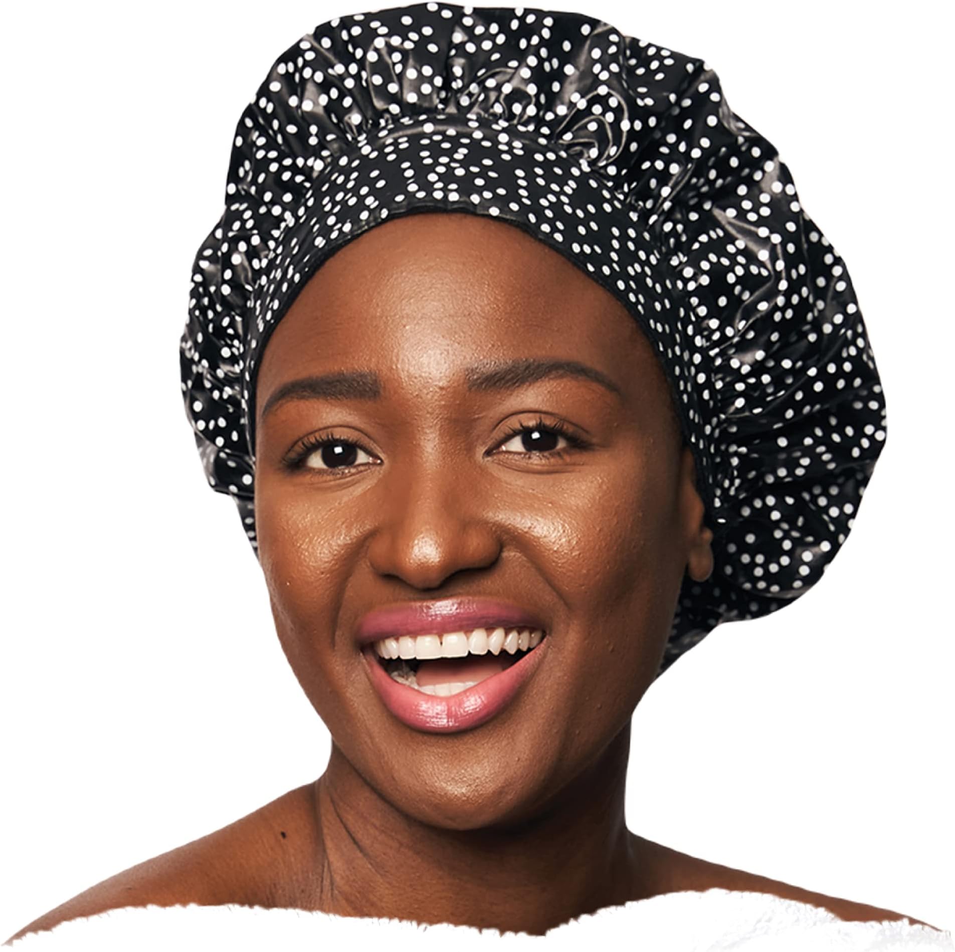 Patented Luxury Shower Cap - TIARA Shower Cap - Shower Cap for Women - Waterproof, Reusable Shower Caps - Dots