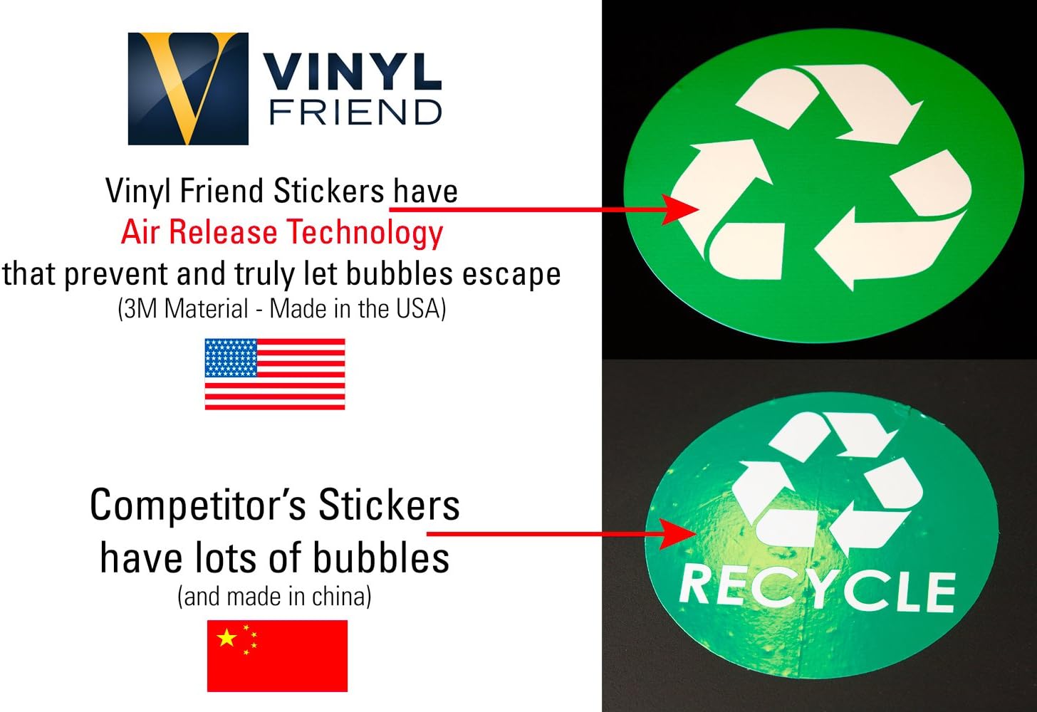 Recycle and Trash Logo Stickers (6 Pack) 4in x 4in - Organize Trash - for Metal or Plastic Garbage cans, containers and Bins - Indoor & Outdoor - Home, Kitchen, Office - Premium Decal (Small, Green)