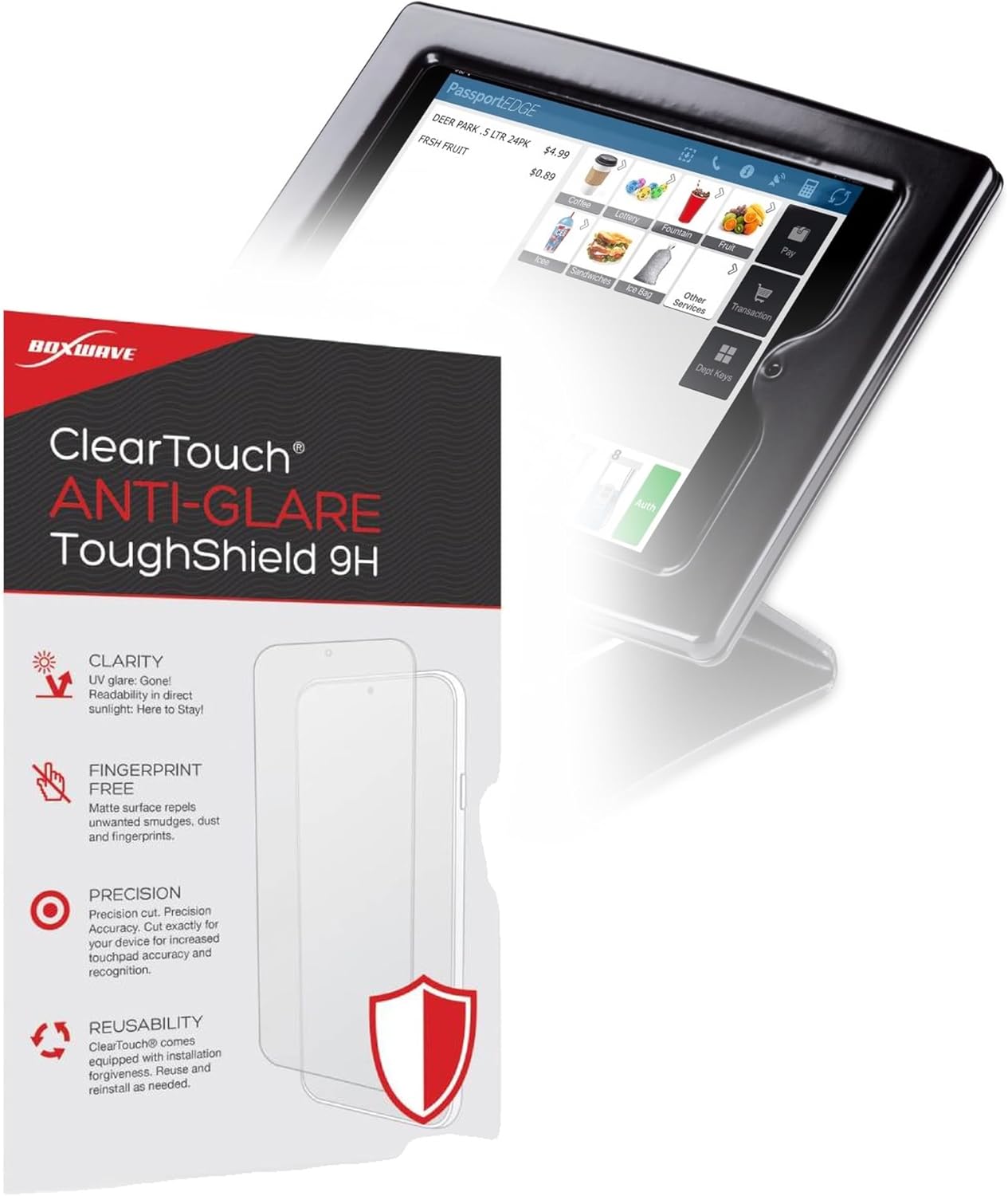 BoxWave Screen Protector Compatible with Gilbarco Passport POS (15 in) - ClearTouch Anti-Glare ToughShield 9H (2-Pack), Anti-Glare 9H Tough Flexible Film Screen Protector