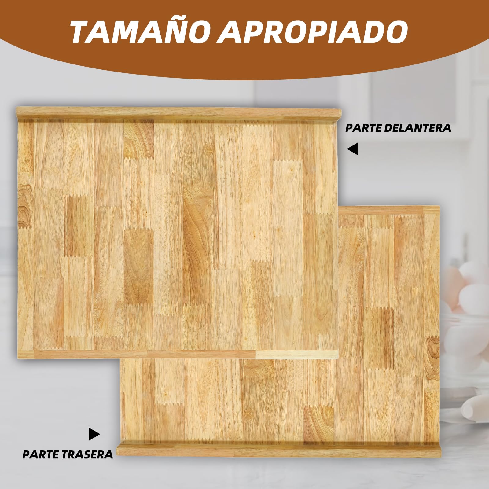 Tabla de madera para repostería 70x50 cm, tabla para amasar, tabla de cortar y tabla de servir – Ideal para estirar masa, cortar y servir. Gran superficie para pan, bollería y aperitivos.