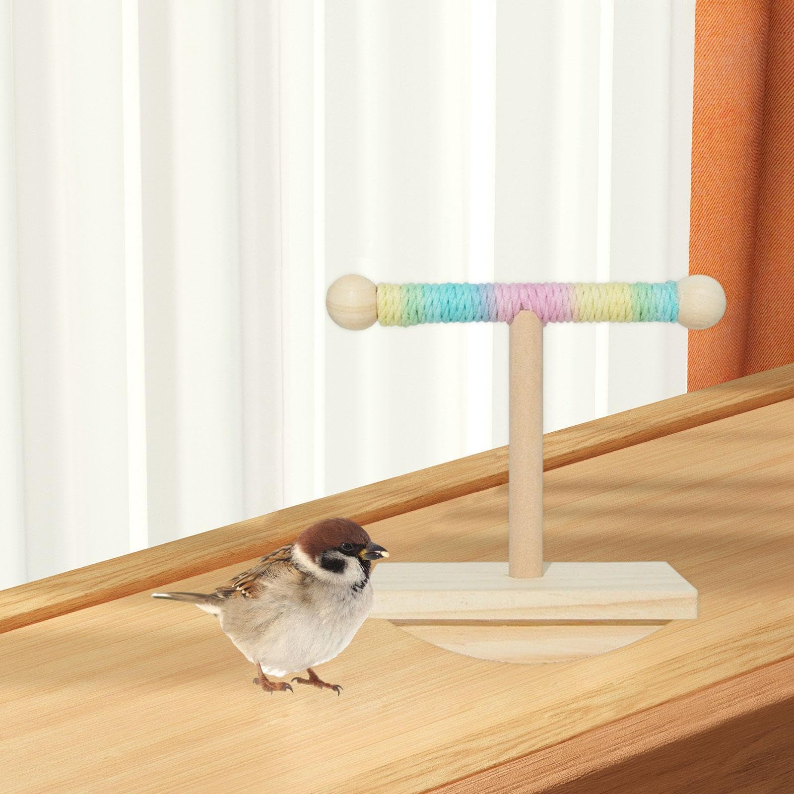 Bothyi Parrots Playstand Parrot Perch Stand Desktop Wood Birds Cage Toy Bird Training Stand for Macaw Parakeets Budgies Conures