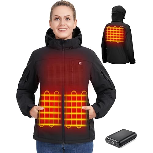 TIDEWE Heated Jacket for Women with Battery Pack (Black, Pink, Camo, Size S-XXL)