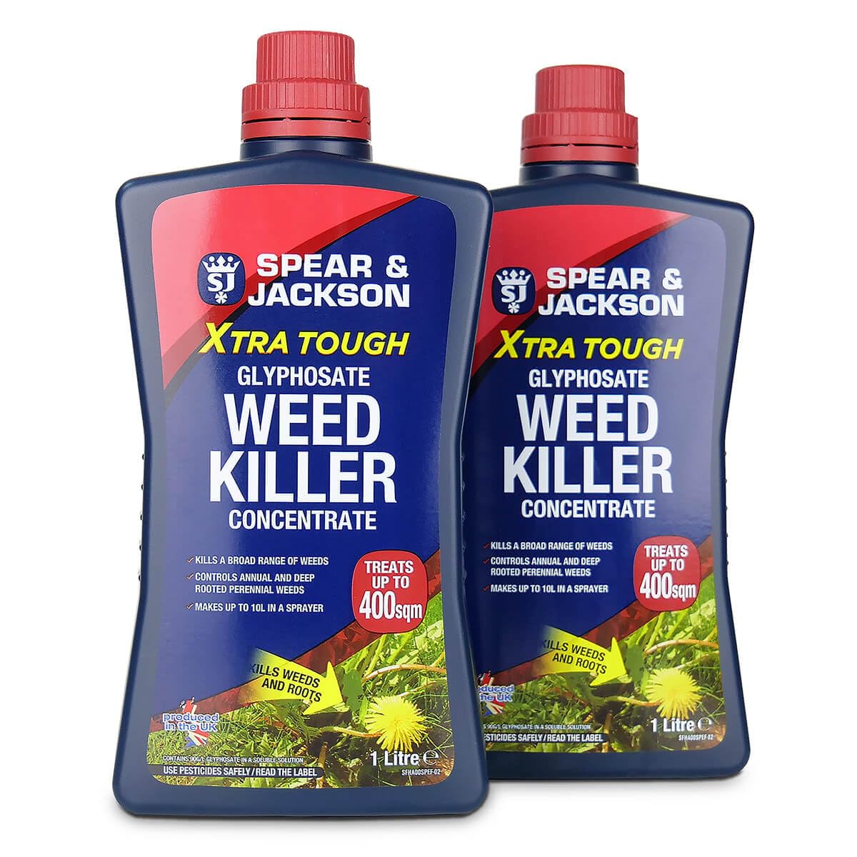 Jarder Spear and Jackson Glyphosate Weed Killer 2 x 1L - Concentrated Weed Killing Formula - Kills Weeds at the Root - Covers 800m2