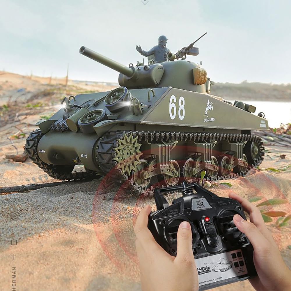 Zdalne sterowanie ciężki czołg M4A3 RC wojna bojowa pojazd wojskowy metalowa stalowa fala pudełko symulacja dymu strzelanie efekt dźwiękowy kolekcja model podstawowy (ulepszona wersja)