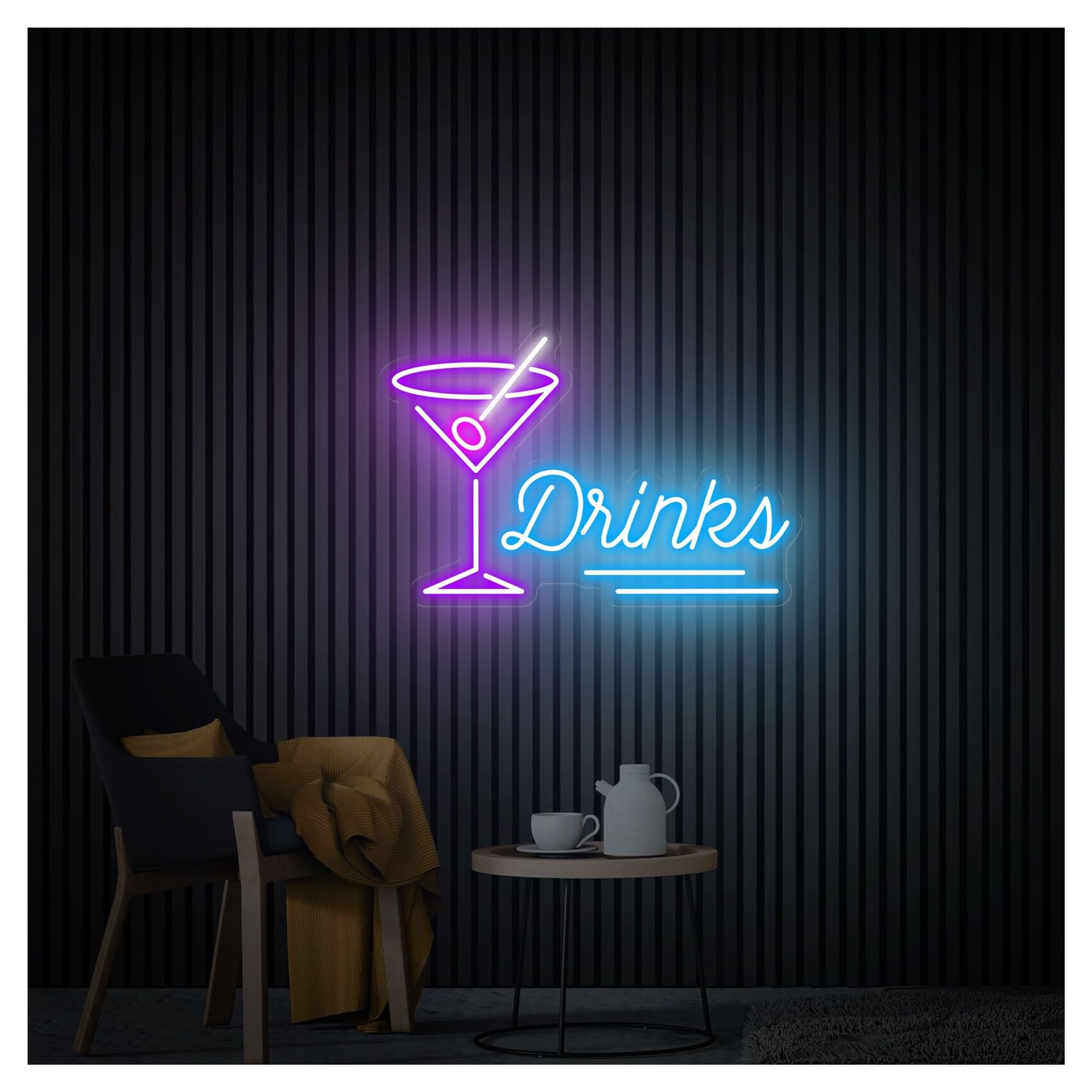 RONGCH Hanging Art Signs Drinks Neon Sign,Suitable for Cocktail Bar Party Wall Decor with Dimmable 28cmx40cm(D)