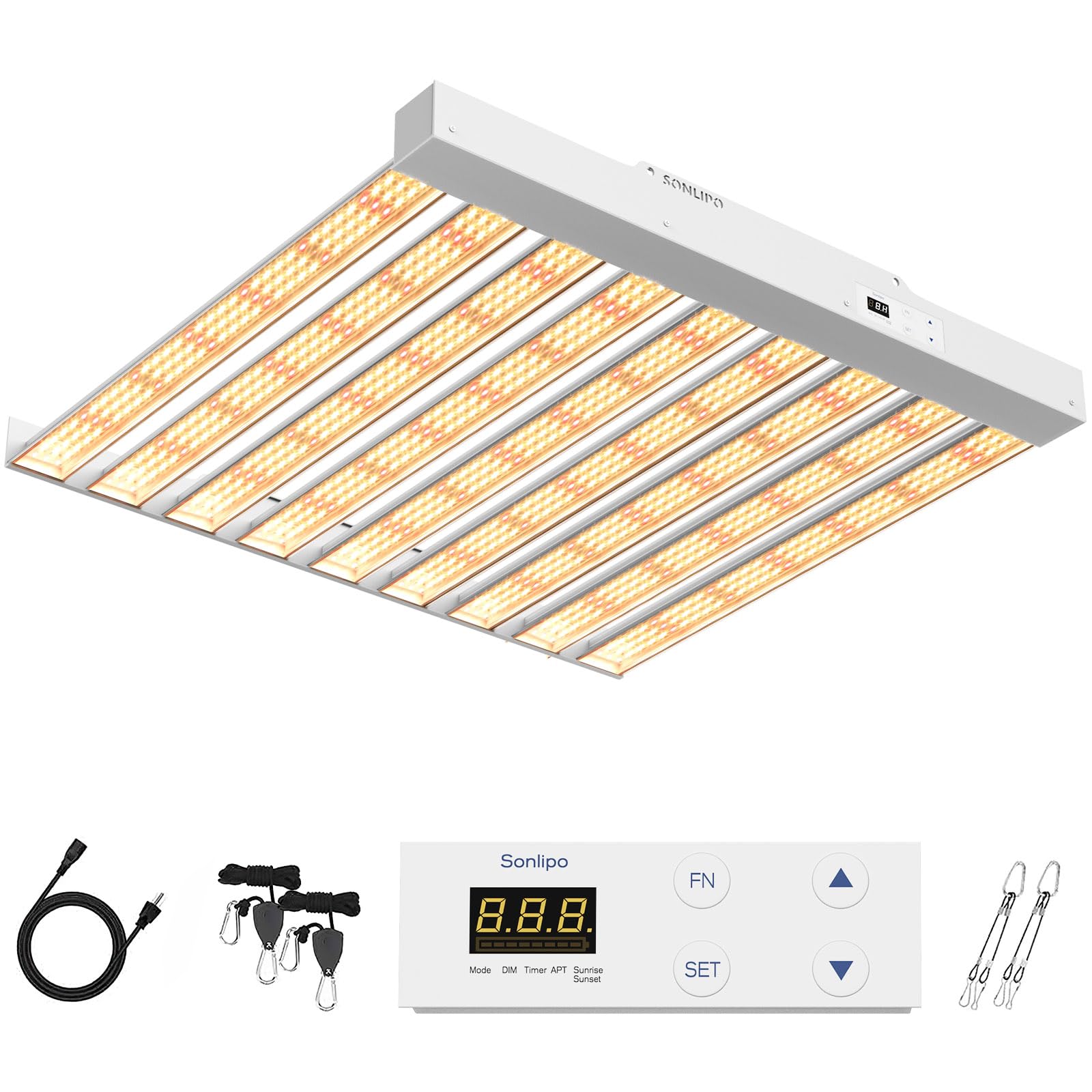 Sonlipo SPF4000 PRO LED Grow Light 400W with Full Spectrum Veg & Bloom Dimmer Timer - 5x5ft Coverage Sunlike Grow Lamps for Indoor Plants - Seeding, Flowering, and Plant Growth LED Plant Light Fixture