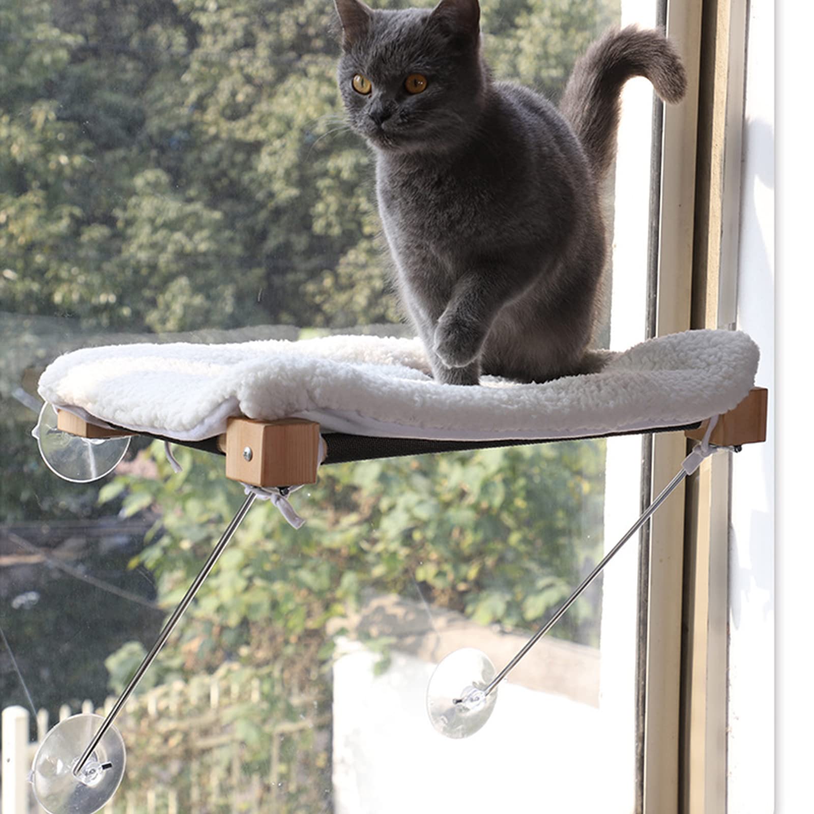 Katzen Fensterplatz,Katzen Hängematte Window Lounger Fenster Verstärkte Katzenhängematte Mit Decke+ Große Saugnapf, Sonnenbad Katzen Fensterliege, Fest Und Einfach Zusammenzubauen