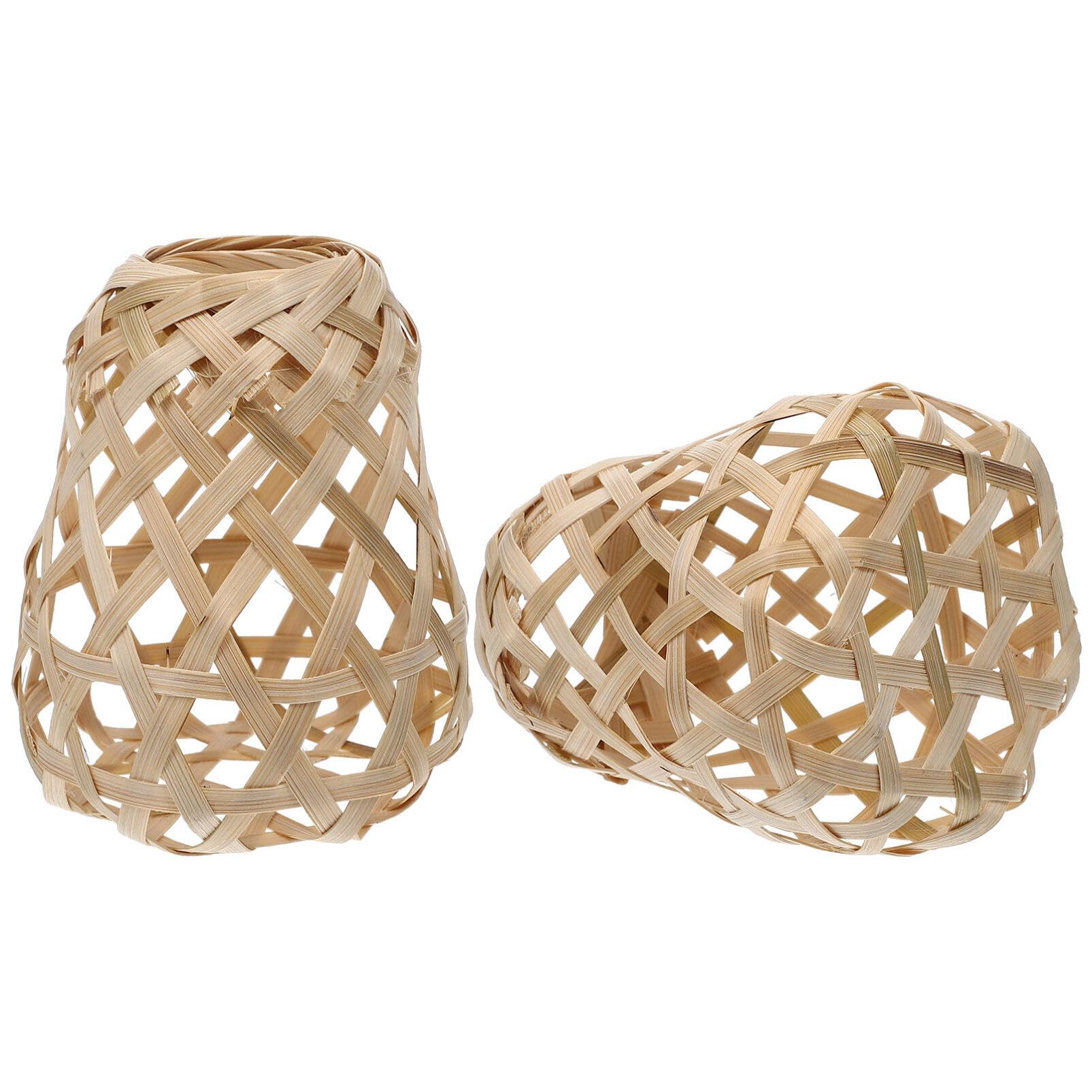 Holibanna Bambus Lampenschirm Klein Für Tischlampe Rattan Geflochtene Pendelleuchte Abdeckung Dekorativer Lampenschirm Für Wohnzimmer Schlafzimmer Büro Beleuchtung