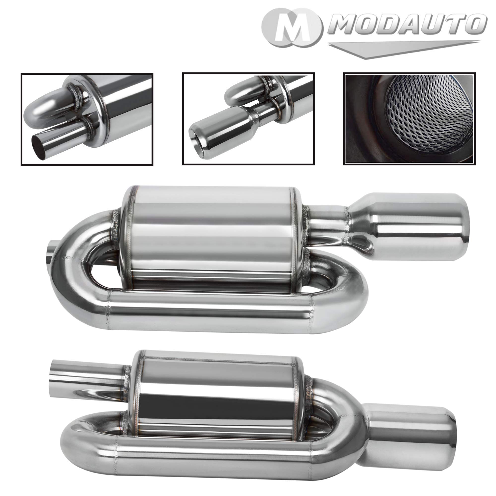 MODAUTO Terminal de Escape, Silenciador de Escape, Escape Deportivo, Acero Inoxidable, Universal, Modelo F052