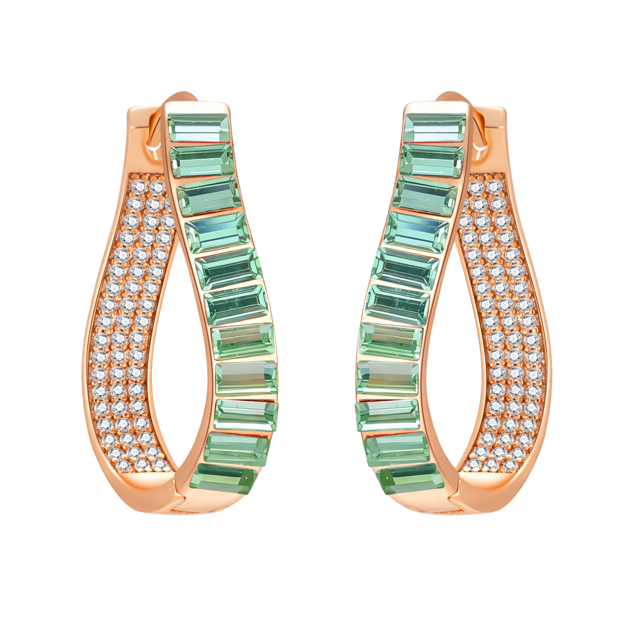 Austrian Crystal Hoop Earrings for Women Pave Oval Hoop Earrings for Women 14K Gold Plated Hypoallergenic Jewelry Gift