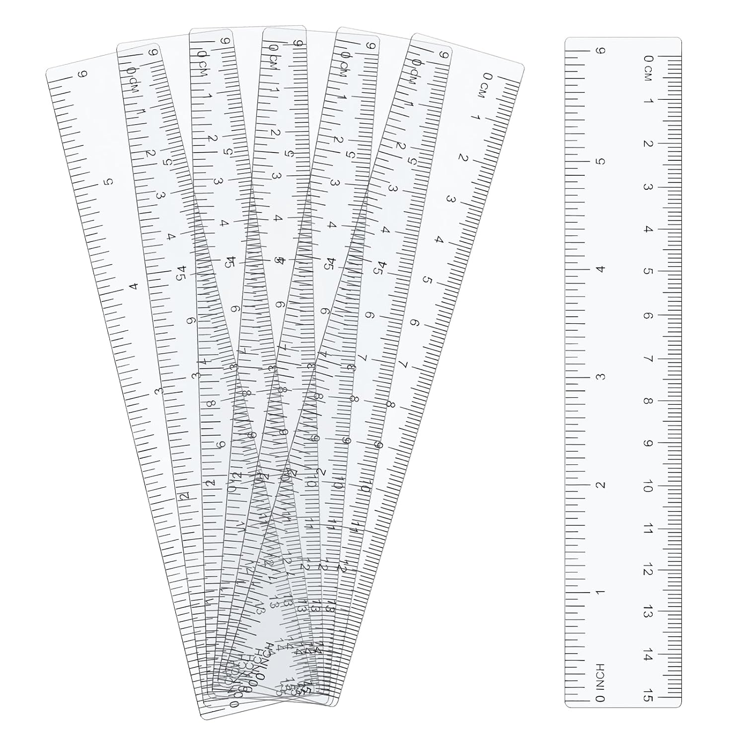 6 Pack Clear Ruler, 15cm/6in Clear Plastic Ruler, Thick Plastic Rulers Set, for Teaching in Student School Offices