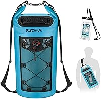 Vista 21 de Piscifun Bolsa seca, mochila flotante impermeable 10L/20L/30L/40L con funda impermeable para teléfono para navegación, kayak, pesca