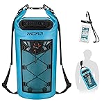 Piscifun Waterproof Backpack 10L 20L 30L 40L Floating Backpack with Waterproof Phone Case for Water Sports Fishing Boating Kayaking Surfing Rafting Gift for Men Women, Light Blue, 20l, 20l