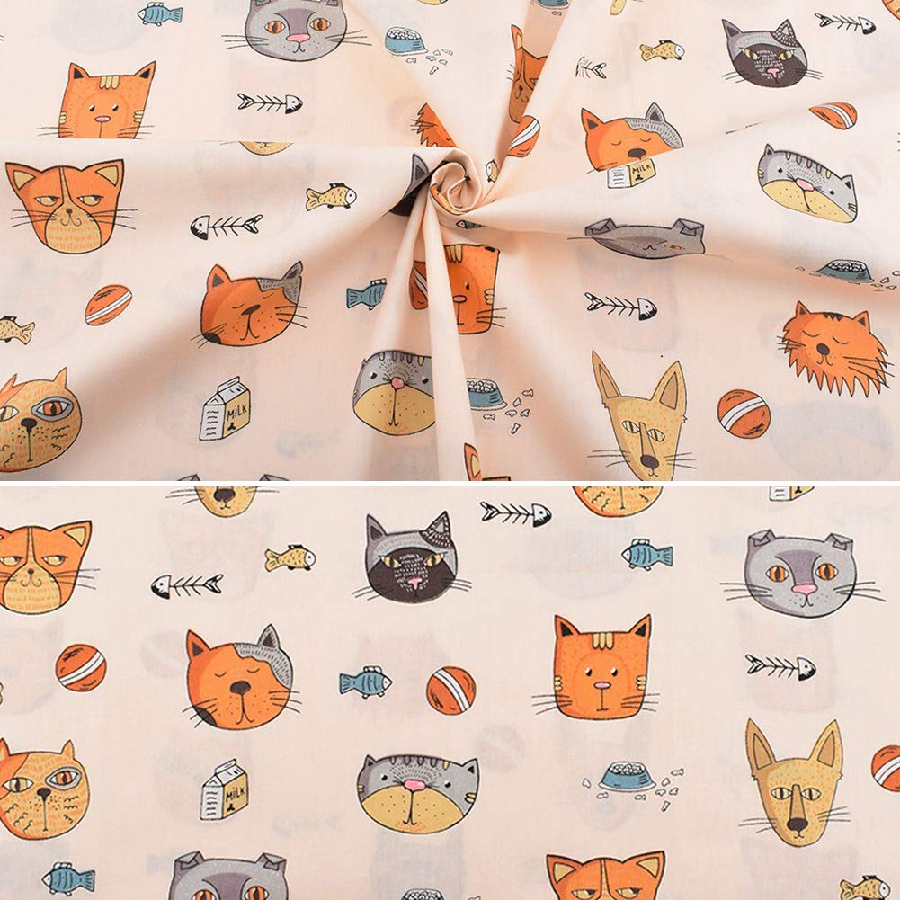 Tela de 8 piezas por lote de tela de retales 100% algodón, 50 cm x 50 cm, tela de algodón precortada para patchwork, costura acolchada, diseño de perro gato