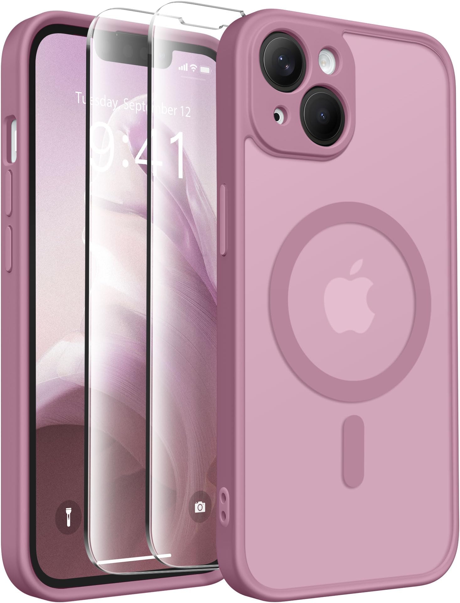 CAPRARO Magnetic for iPhone 14 Case, [Compatible with MagSafe] [Full Camera Protection] Shockproof Protective Slim Translucent Matte Phone Case for iPhone 14 6.1'', Black Currant