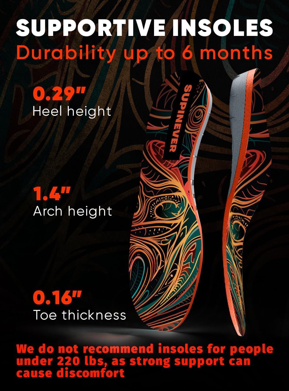 220+ lbs Plantar Fasciitis Insoles - High Arch Support - Pain Relief - Comfort and Stability - Work Boots and Shoes (L) - Image 6