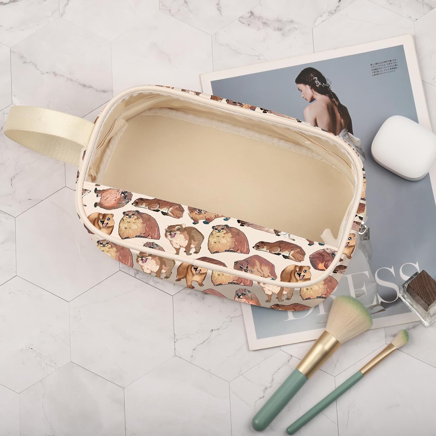 MNIGIU Hyraxes Meme Makeup Bag Animal Lover Gift Awawa Clear Cosmetic Bag Funny Hyraxes Animal Gift Wild Animals Pouch - Image 5