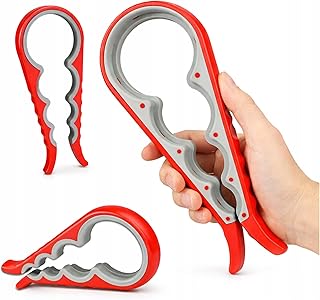 KRUMAD Deckelöffner Universal, Schraubglasöffner & Flaschenöffner mit rutschfestem Griff, ergonomischer Glasöffner für Schraubdeckel, Küchenhelfer für Senioren und Arthritis