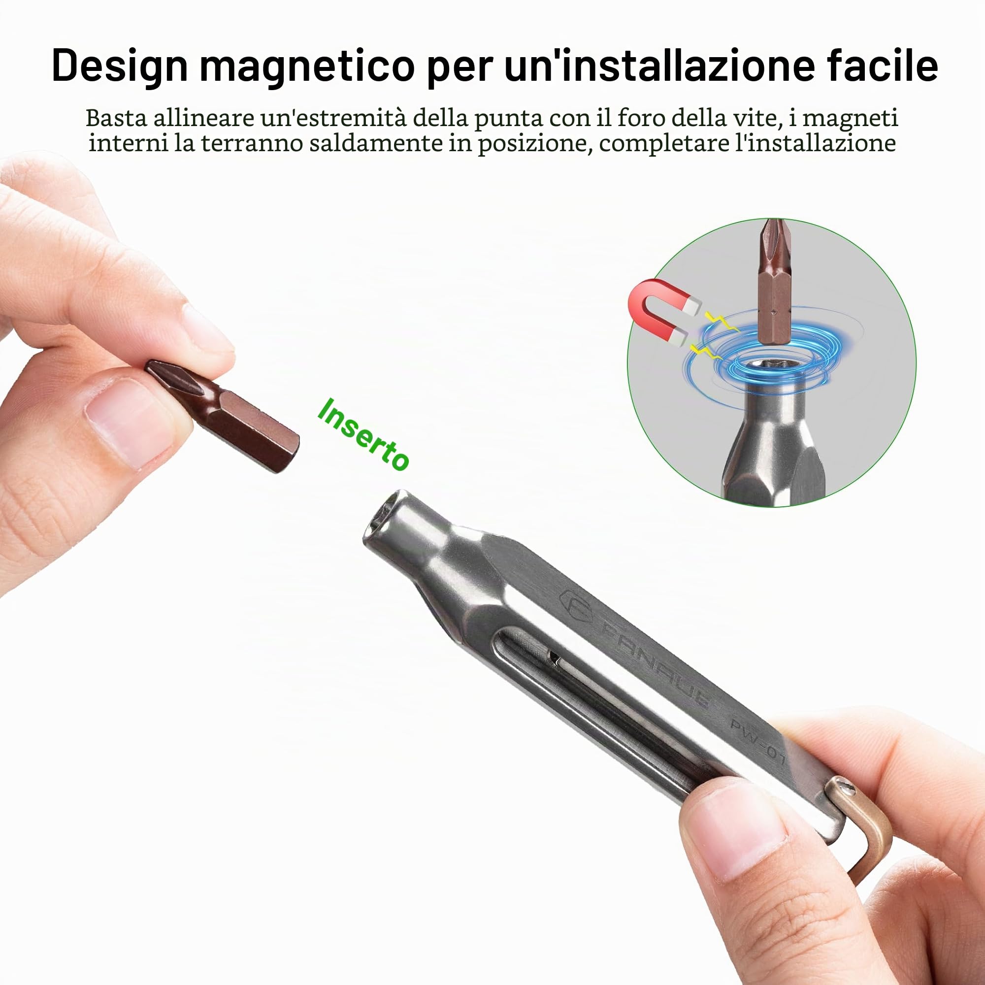 FANAUE Cacciavite tascabile piccolo EDC in titanio, kit di strumenti di riparazione magnetica di grado professionale, 10 in 1, mini cacciavite di precisione, set di attrezzi magnetici per riparazione
