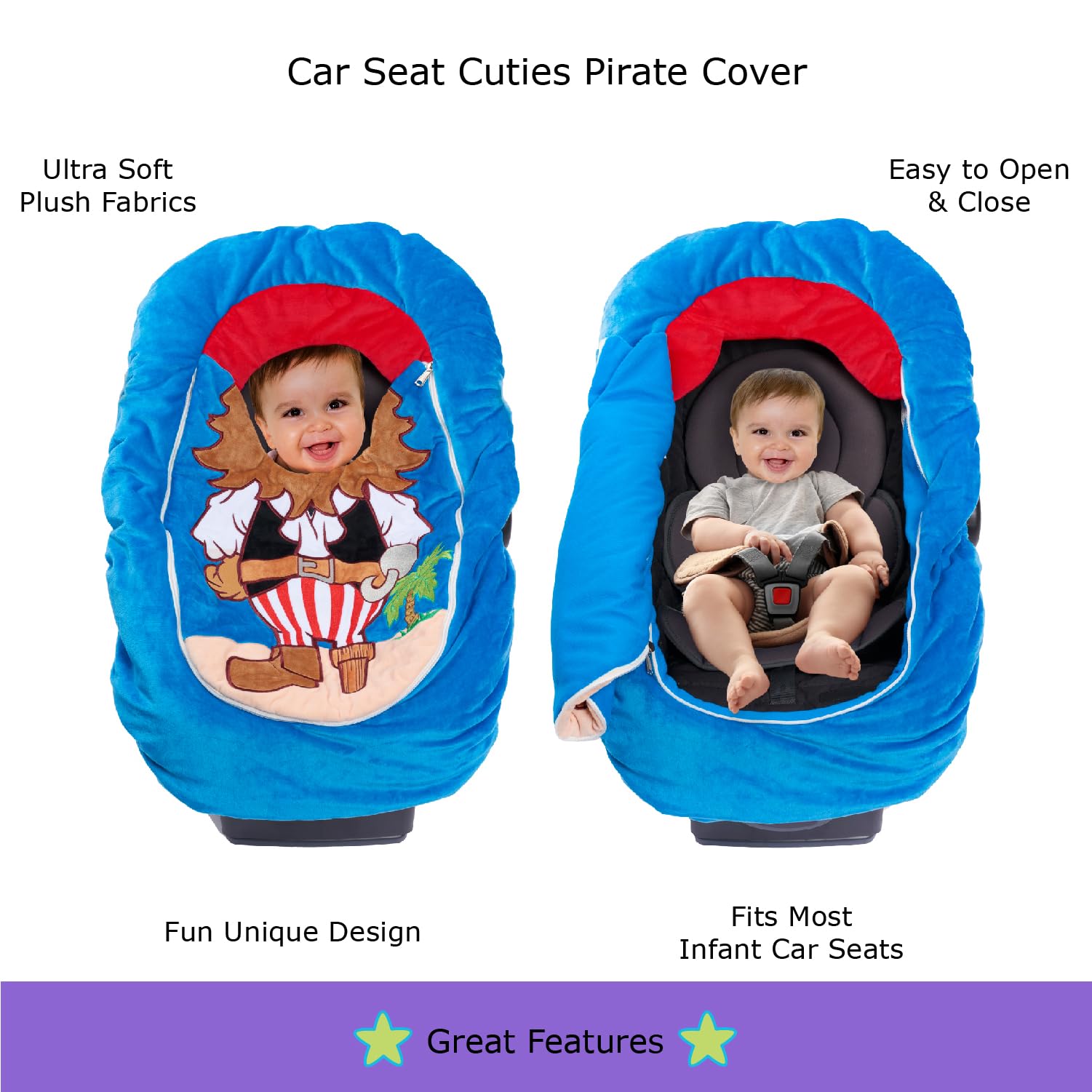 Coprisedile per auto Cuties, copertura per seggiolino auto per neonati e ragazze, regalo per baby shower, morbida coperta per seggiolino auto, costume di Halloween per neonati (pirata)