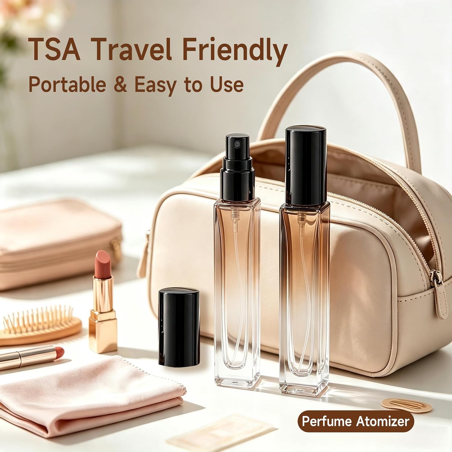 6 Pack of 10ML Amber Glass Perfume Bottle Set Portable Perfume Travel Refillable, Empty Atomizer Sprayer for Perfume Cologne Dispenser Travel Sample Bottles with Funnel and Labels