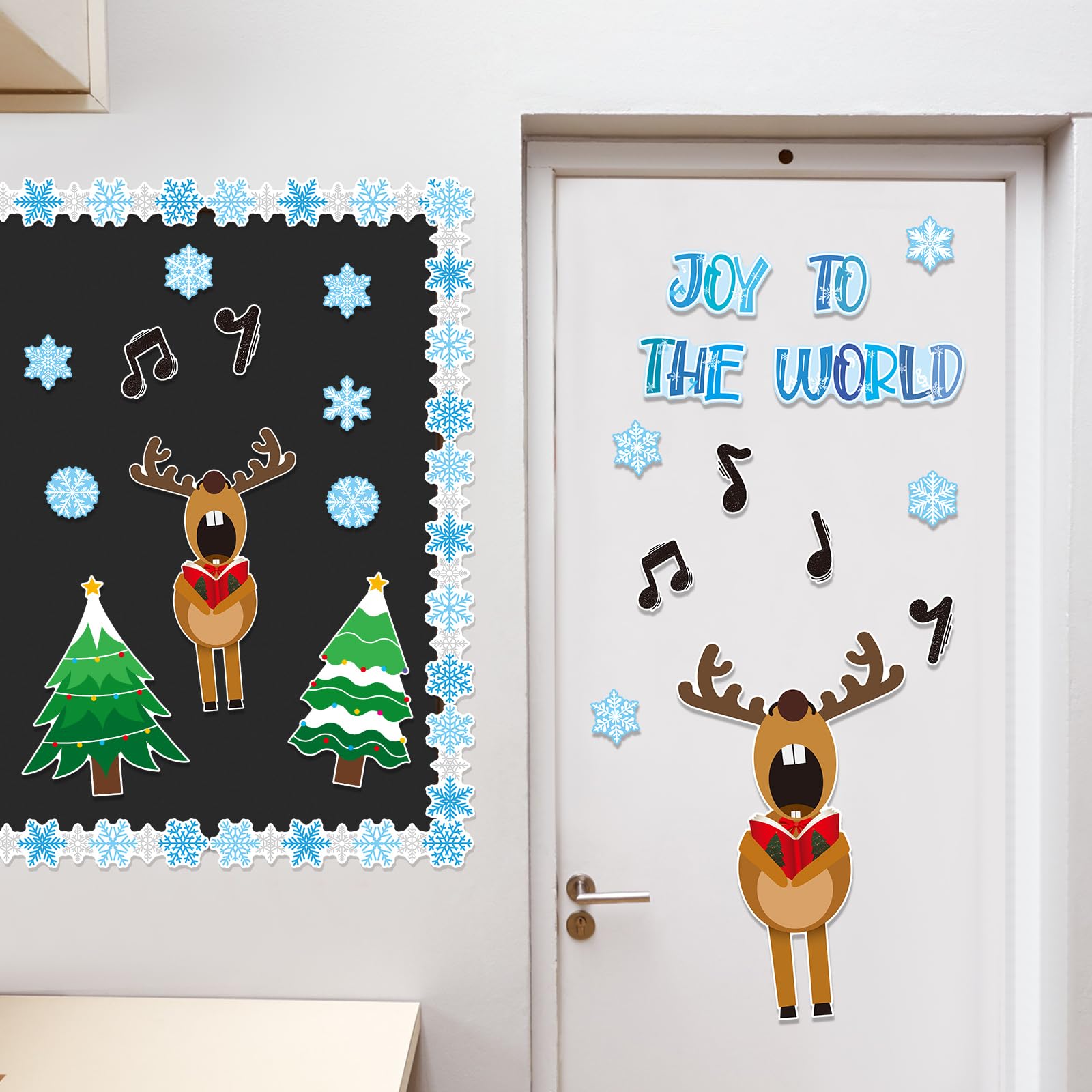 Snapklik.com : 62 Pcs Christmas Bulletin Board Decoration Christmas  Reindeer Music Classroom Bulletin Board Sets Joy To The World Snowflakes  Paper Cutouts For Xmas Party Supplies School Winter Holiday Decor, image size:1600x1600