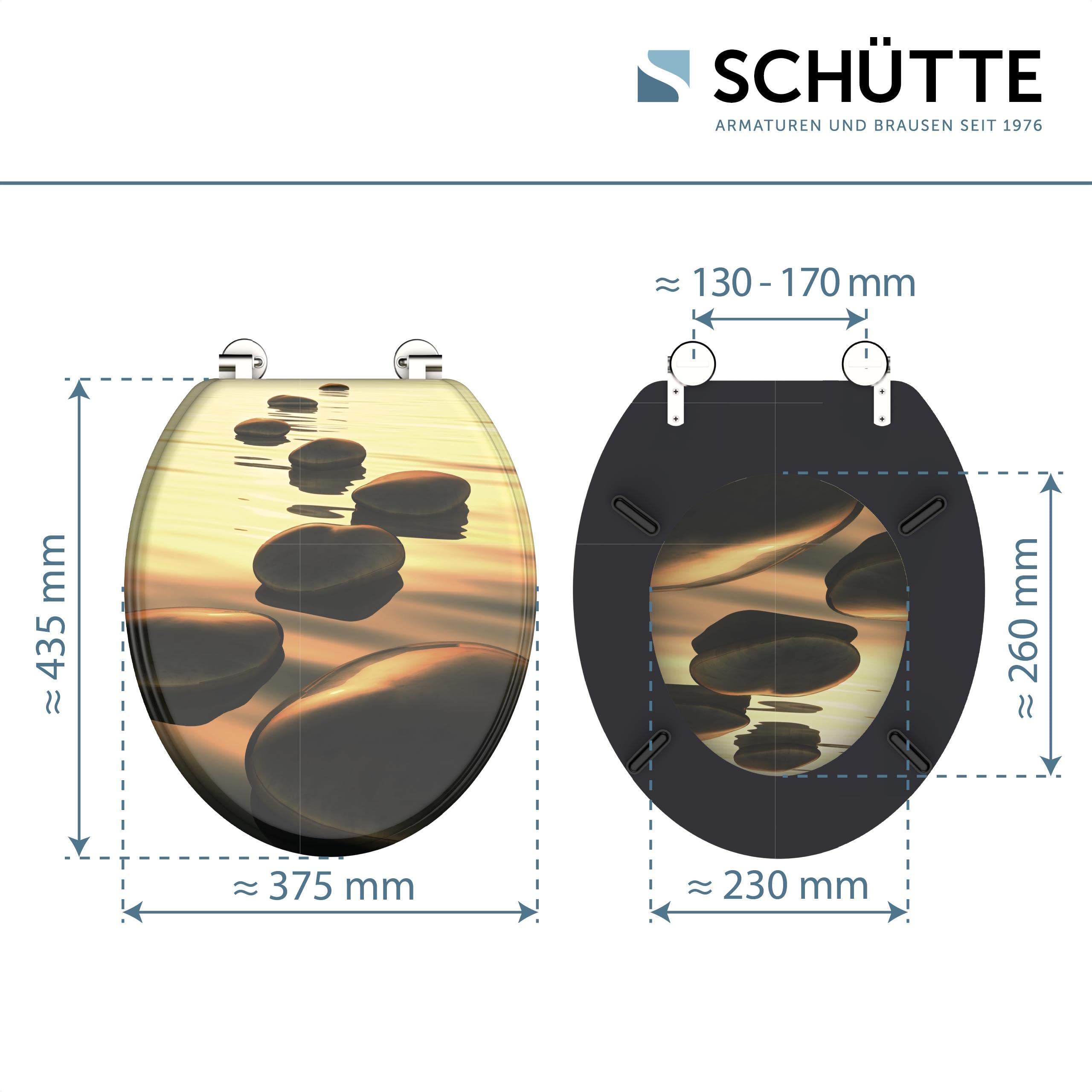 Schütte Sedile Anima in Legno Sea Stone, Adatto per Molti WC in Commercio, Carico Massimo degli occhialini 150 kg, Motivo Pietre su Occhiali e Coperchio 80027