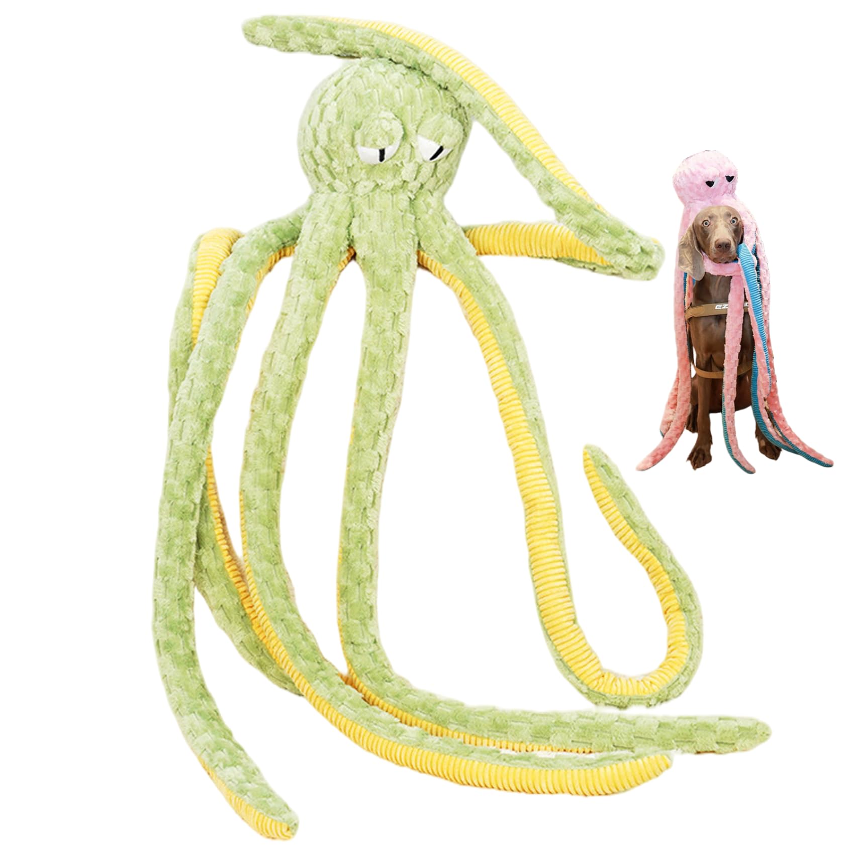Jouet pour chien pieuvre, jouets interactifs grinçants pour chiens à mâcher agressifs, pieuvre en peluche douce et respectueuse de la peau de 40 pouces pour soulager l'ennui, réduire l'anxiété, fo