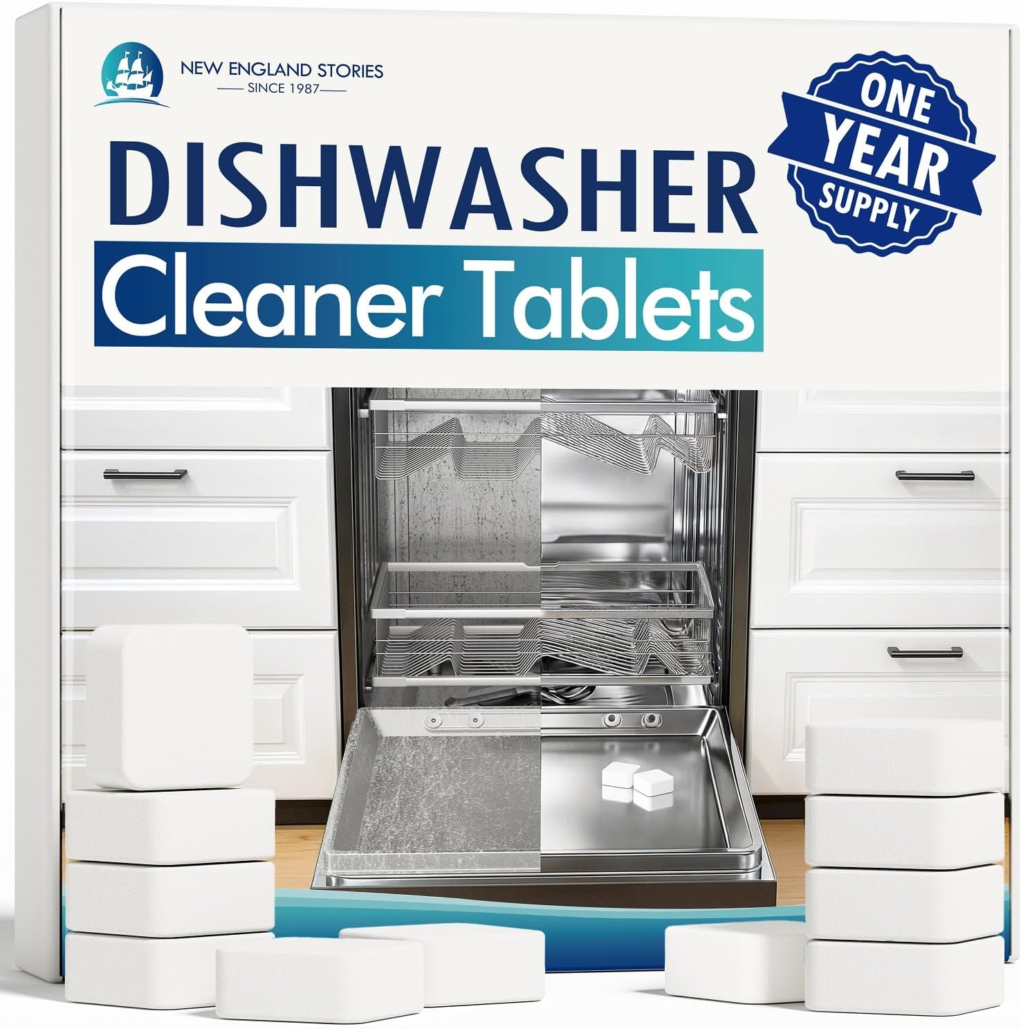Deep Cleaning Dishwasher Cleaner Tablets – 24 Pack (1 Year Supply) Descaler & Deodorizer Pods, Fragrance-Free, Septic Safe – Removes Limescale, Grease, Odors