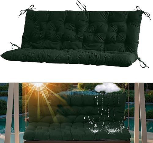Miniatura 53 de Cojín para columpio de 2-3 plazas, cojines para exteriores con respaldo grueso de 4 pulgadas, almohadilla antidecoloración impermeable para jardín,