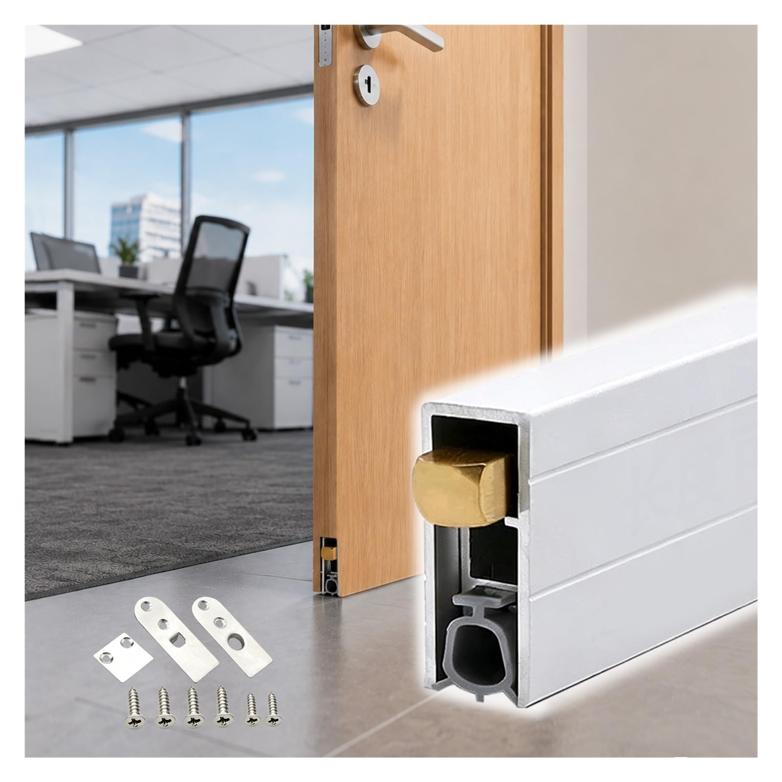 Office Soundproof Auto Door Bottom Seal with Replaceable Strip