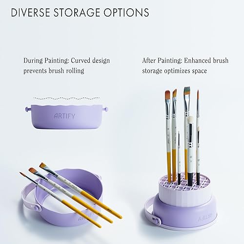Miniatura 2 de ARTIFY - Juego de limpiador de pinceles de pintura, soporte todo en uno, limpiador y almacenamiento de pinceles, incluye jabón para el cuidado de