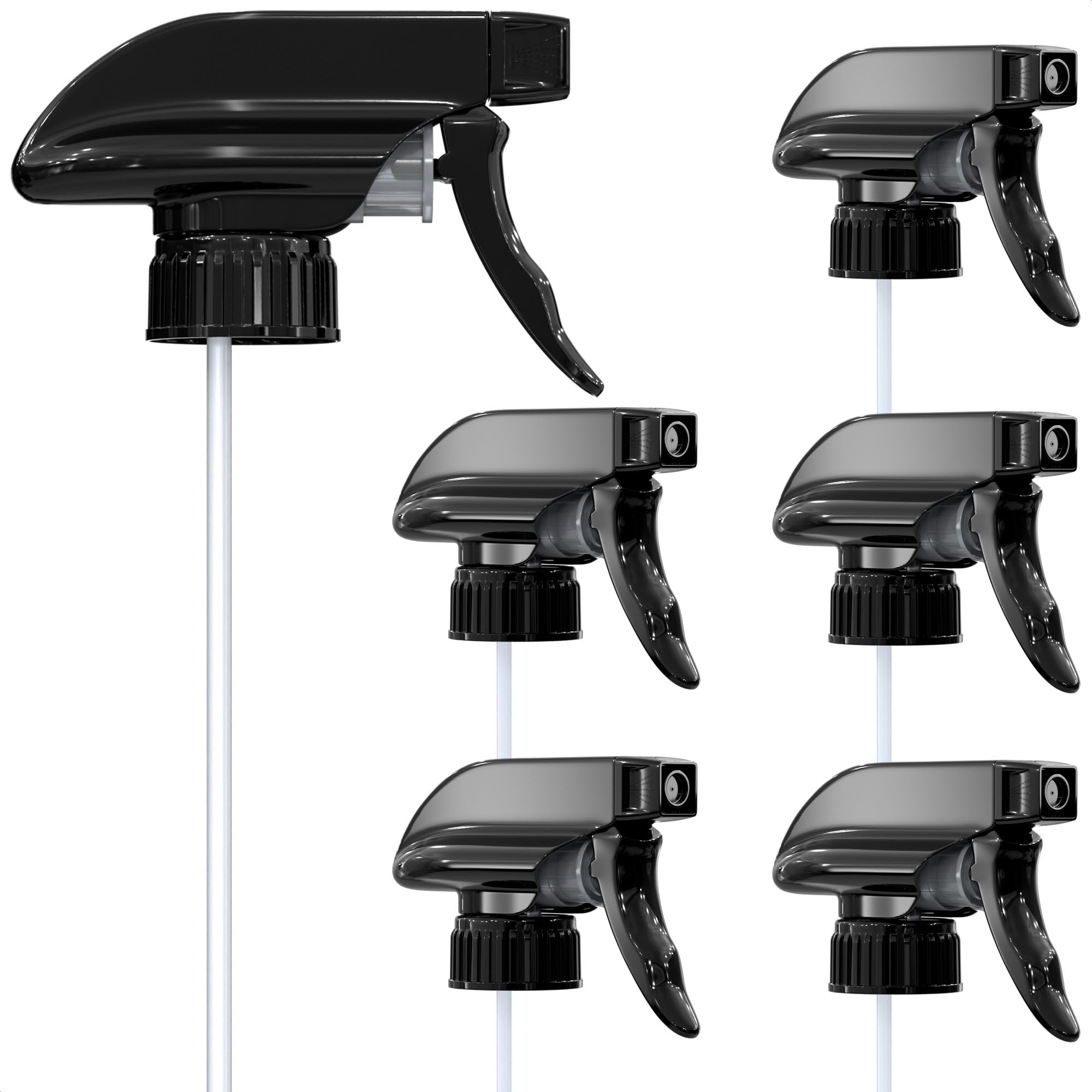 ALPENKOK 6 Pack Spray Nozzle for Bottles, Trim-To-Fit Tube; Plastic (Black)