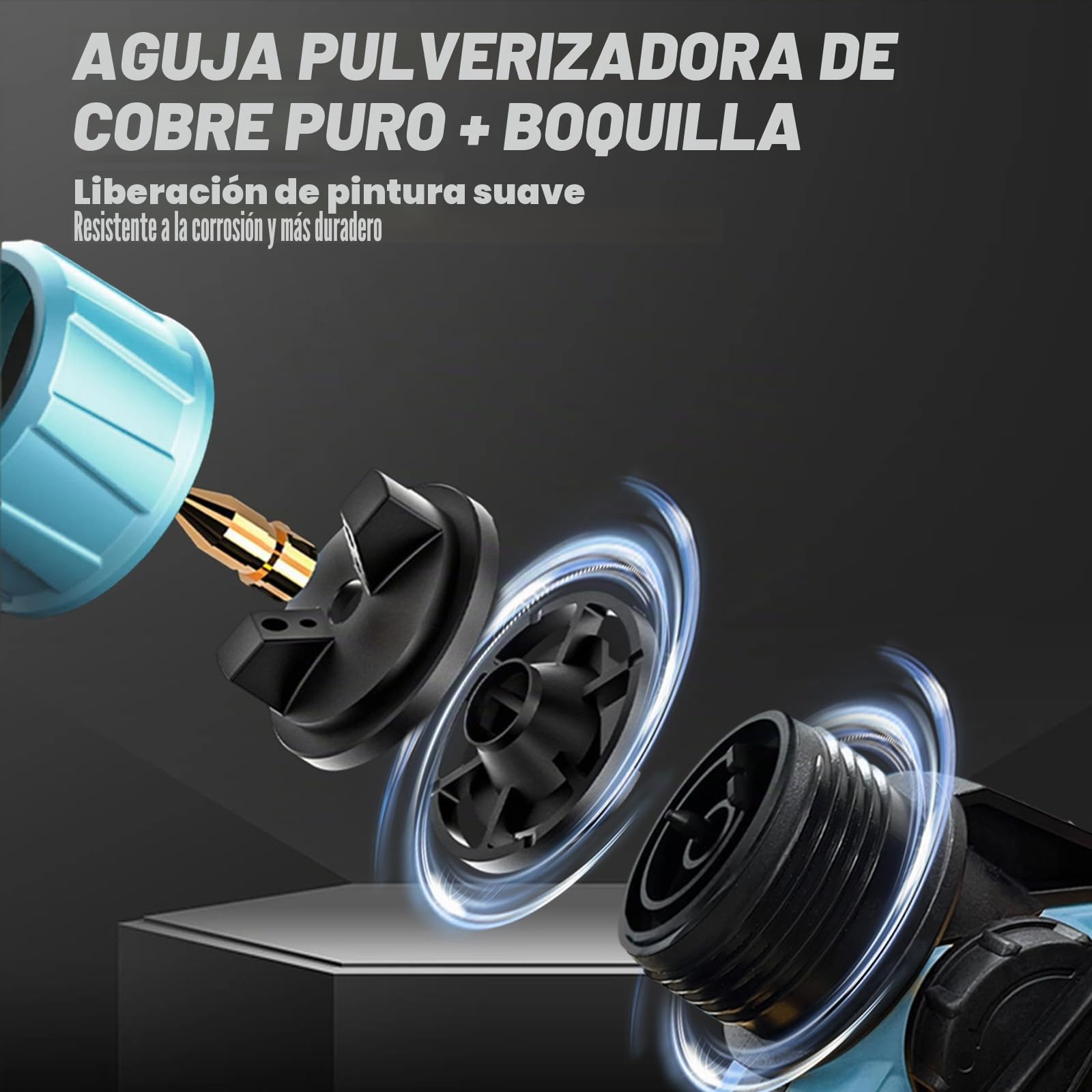 Pistola de pintura inalámbrica con 2 baterías de 3000 mAh y cargador, contenedor de 1000 ml, 3 boquillas (1,0/1,8/2,5 mm), boquilla y aguja de cobre, recipiente de PVC duradero - para paredes, puertas
