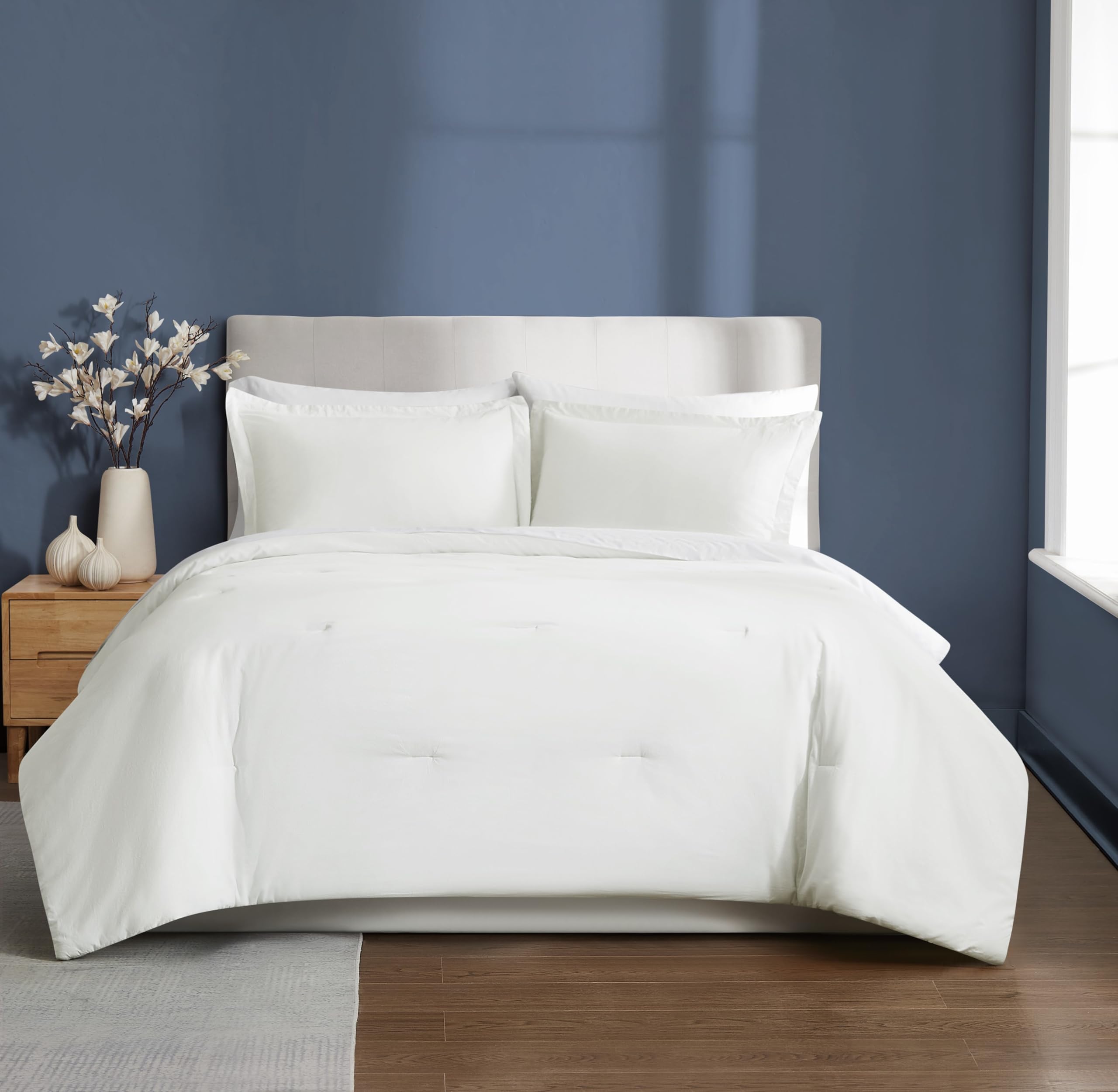 Brooklyn Loom Essential Cotton White Full/Queen 3 Piece Comforter Set